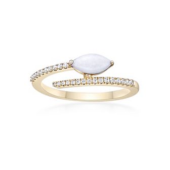 Gemminded 10k Gold Opal & 1/8 Carat T.W. Diamond Ring