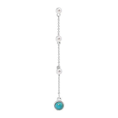LC Lauren Conrad Sterling Silver Simulated Pearl & Simulated Turquoise Linear Earrings