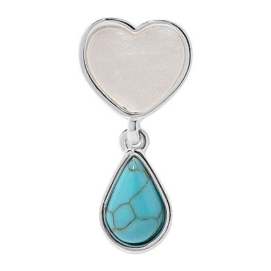 LC Lauren Conrad Sterling Silver White Heart & Simulated Turquoise Earrings