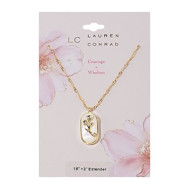 LC Lauren Conrad Gold Tone Courage and Wisdom Pendant Necklace