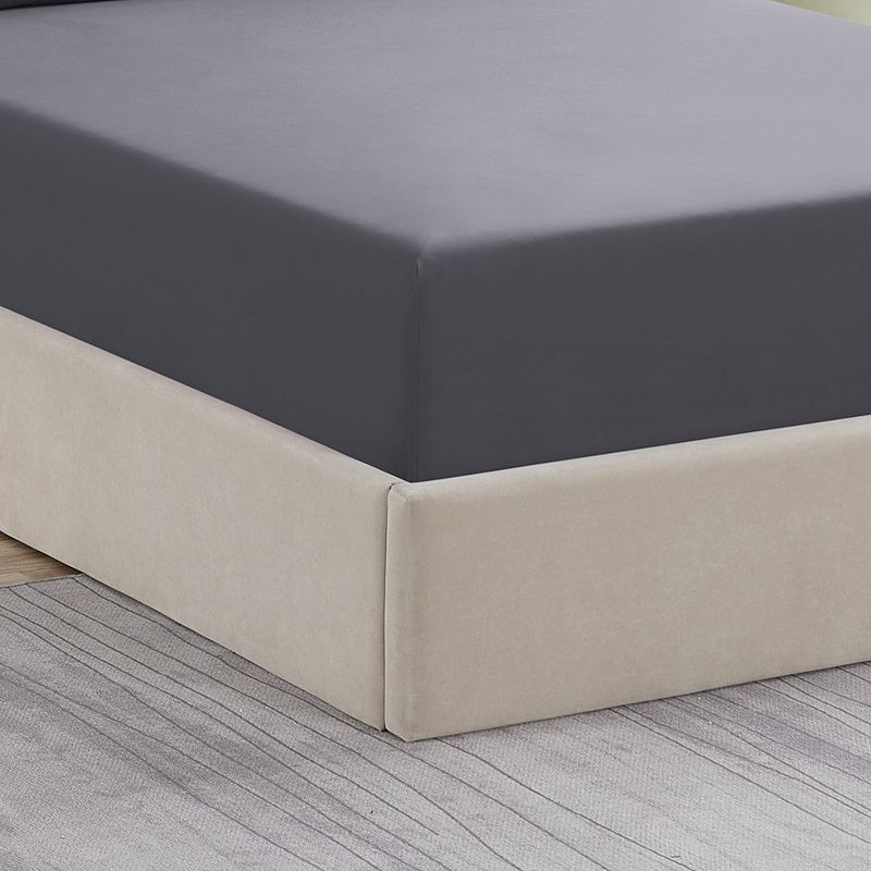 Sweet Home Collection Microfiber Flannel Solid Ultra Soft Fitted Sheet, Gray