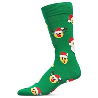 Men's Smiley Face Santa Holiday Novelty Crew Sock