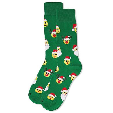 Men's Smiley Face Santa Holiday Novelty Crew Sock
