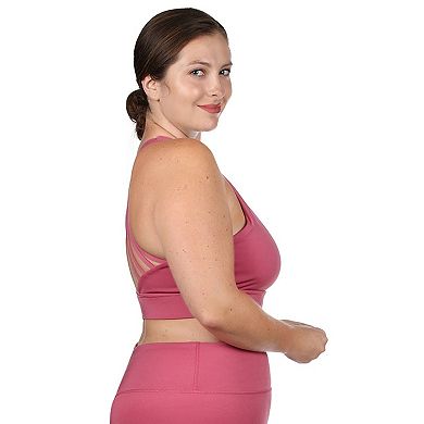 Women's Crosshatched Light Support Sports Bra With Removable Cups