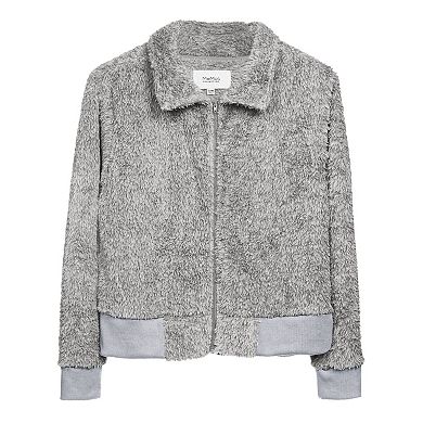 Women's Plush Zippered Front Warm And Cozy Jacket