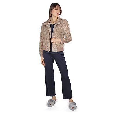 Women's Plush Zippered Front Warm And Cozy Jacket