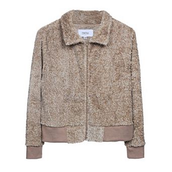 Women's Plush Zippered Front Warm And Cozy Jacket