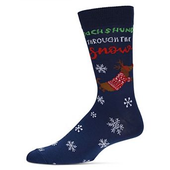 Men's Dachshund Through The Snow Holiday Crew Socks