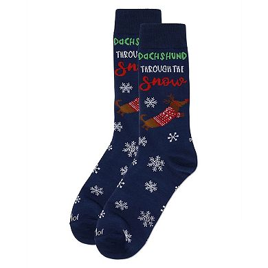 Men's Dachshund Through The Snow Holiday Crew Socks