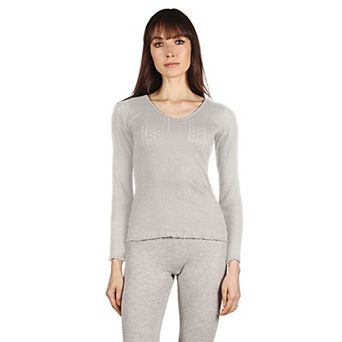 Women's Pointelle Rib Knit Seamless Long Sleeve Top