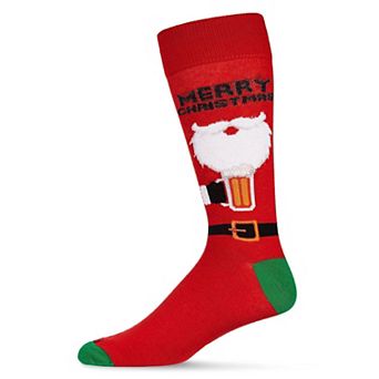 Men's Santa Claus And Suds Holiday Crew Novelty Sock