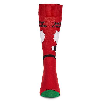 Men's Santa Claus And Suds Holiday Crew Novelty Sock