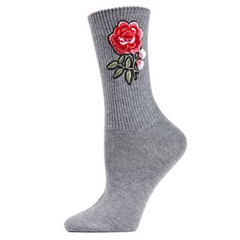 Women's Rose Path Embroidered Vintage-style Crew Socks