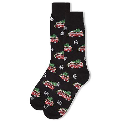Men's Retro Peace Bus Holiday Light Novelty Crew Sock