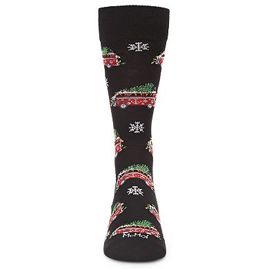 Men's Retro Peace Bus Holiday Light Novelty Crew Sock