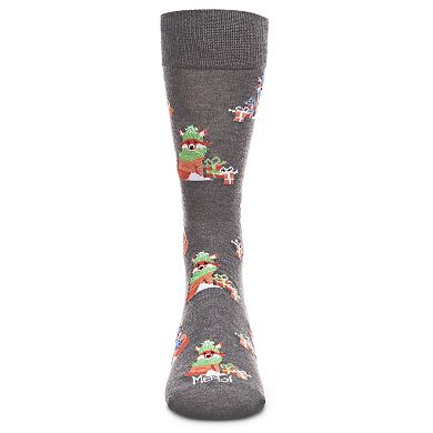 Men's Festive Foxes With Boxes Holiday Novelty Crew Soc