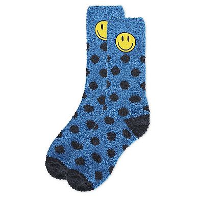 Men's Polka Dot Smiley Face Embroidery Cozy Crew Socks