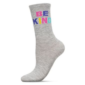 Women's Be Kind Multicolor Block Letter Crew Sock
