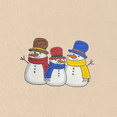 Linum Home Textiles Christmas Snow People Embroidered Luxury Turkish Cotton 2-Pack Hand Towels