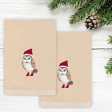 Linum Home Textiles Christmas Baby Owl Embroidered Luxury Turkish Cotton 2-Pack Hand Towels
