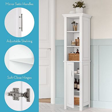 RiverRidge Home Somerset Single Door Tall Cabinet with Three Open Shelves