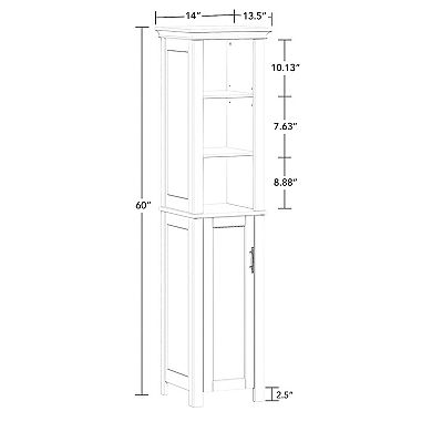 RiverRidge Home Somerset Single Door Tall Cabinet with Three Open Shelves