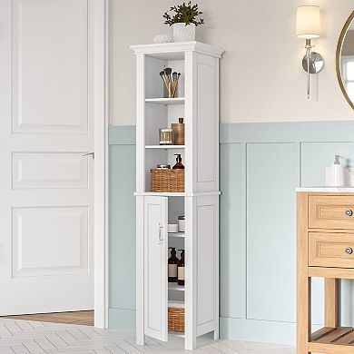 RiverRidge Home Somerset Single Door Tall Cabinet with Three Open Shelves