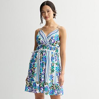 Women's Donna Ricco Sleeveless V-Neck Shirred Waist Mini Dress