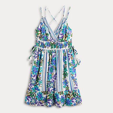 Women's Donna Ricco Sleeveless V-Neck Shirred Waist Mini Dress