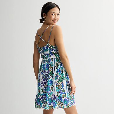 Women's Donna Ricco Sleeveless V-Neck Shirred Waist Mini Dress