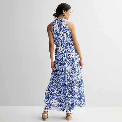 Women's Donna Ricco Mock Neck 3-Tier Maxi Dress