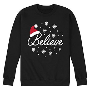 Men's Believe With Santa Hat Fleece Sweatshirt