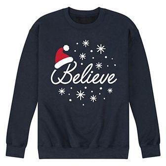 Men's Believe With Santa Hat Fleece Sweatshirt