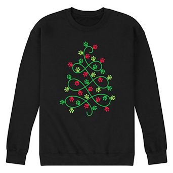 Men's Paw Print Christmas Tree Fleece Sweatshirt