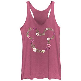 Disney's Mickey Mouse Floral Head Juniors' Racerback Tank Top