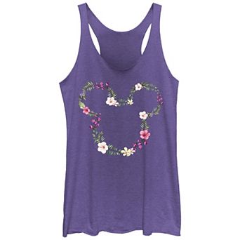 Disney's Mickey Mouse Floral Head Juniors' Racerback Tank Top