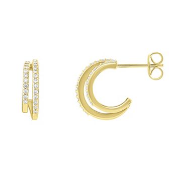 PRIMROSE Cubic Zirconia Double C-Hoop Earrings