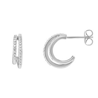 PRIMROSE Cubic Zirconia Double C-Hoop Earrings