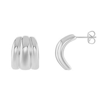 PRIMROSE Silver Tone Triple C-Hoop Earrings