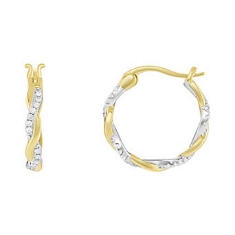 PRIMROSE Two-Tone Cubic Zirconia Twisted Hoop Earrings