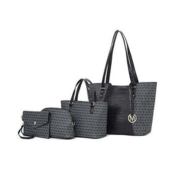 MKF Collection Lippa M Signature Tote Bag 4 pc set by Mia K