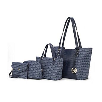 MKF Collection Lippa M Signature Tote Bag 4 pc set by Mia K