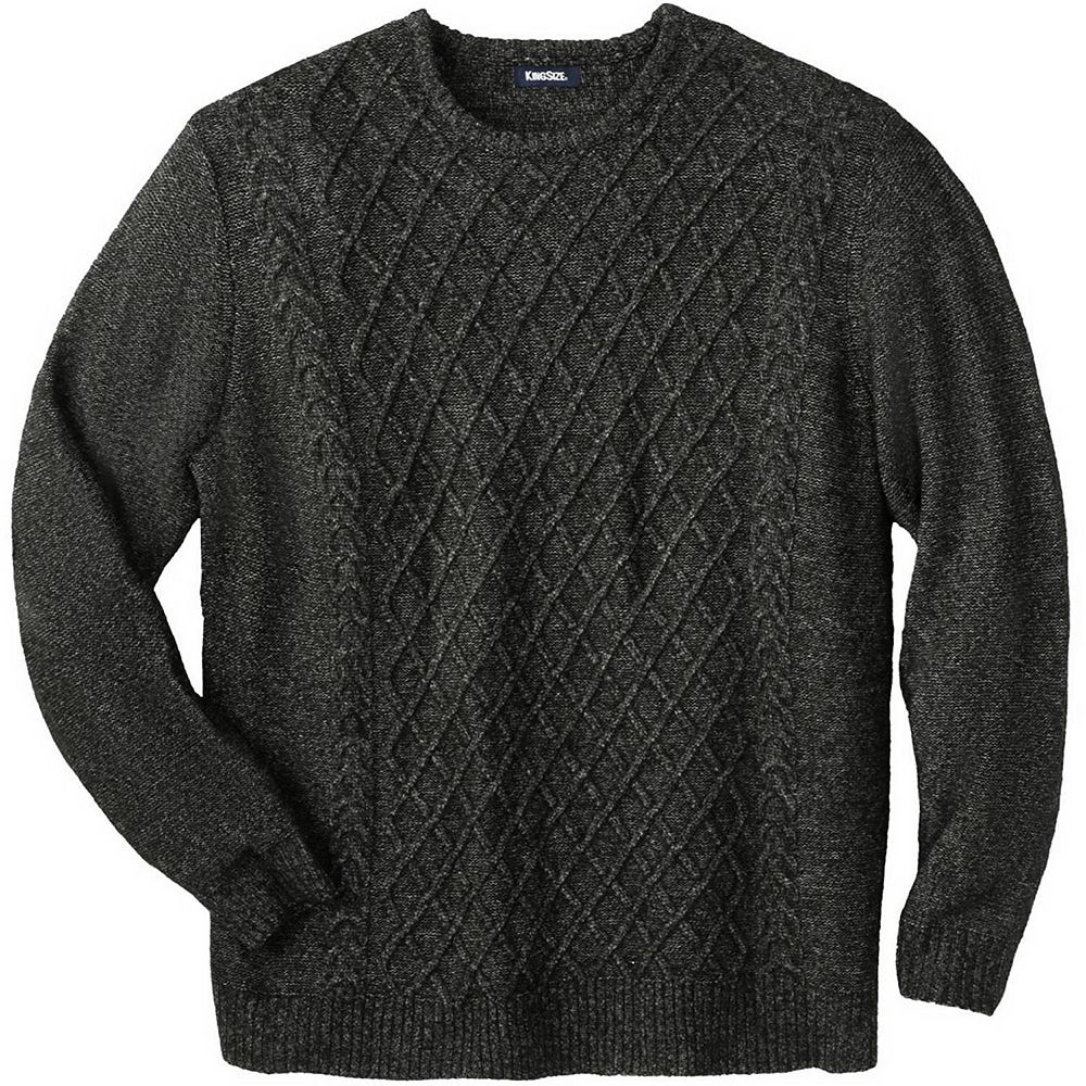 KingSize Men's Big & Tall Soft Cable Knit Crewneck Sweater