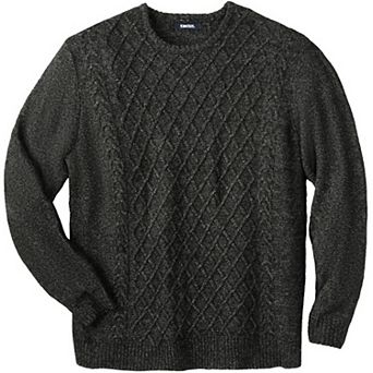 KingSize Men's Big & Tall Soft Cable Knit Crewneck Sweater