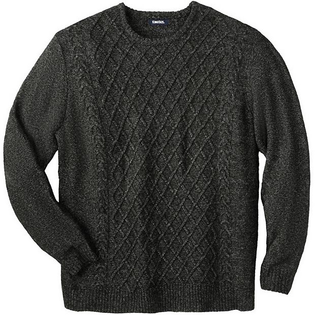 NO MAINTENANCE BLACK FISHERMAN KNIT タグ付 KingSize Men's Big & Tall Soft Cable Knit Crewneck Sweater