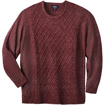 KingSize Men's Big & Tall Soft Cable Knit Crewneck Sweater