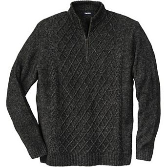 KingSize Men's Big & Tall Soft Cable Knit 1/4 Zip Sweater
