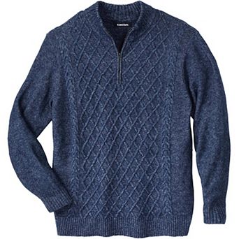 KingSize Men's Big & Tall Soft Cable Knit 1/4 Zip Sweater