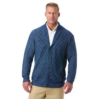 KingSize Men's Big & Tall Soft Cable Knit Shawl Collar Cardigan