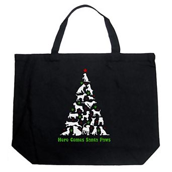Here Comes Santa Paws - Large Word Art Tote Bag